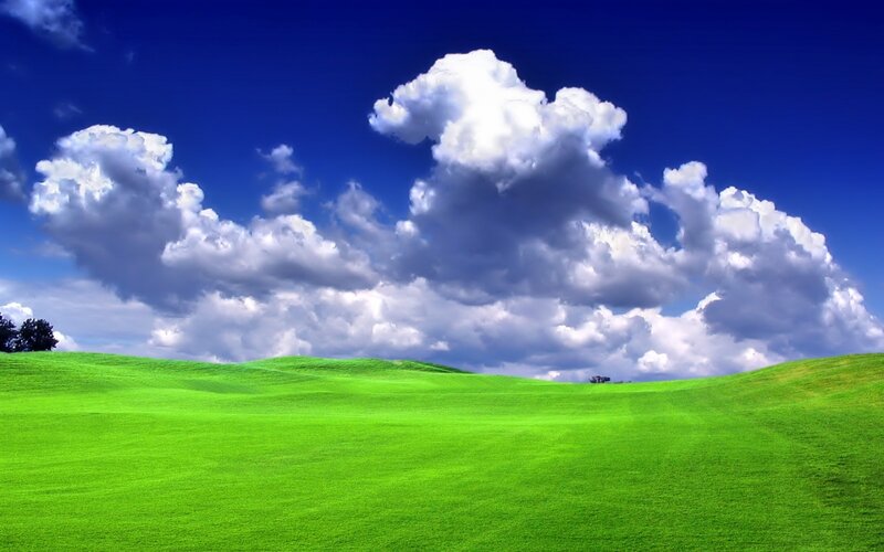 Green Hills under Clouds — Serene, Afternoon, Photograph, Trees