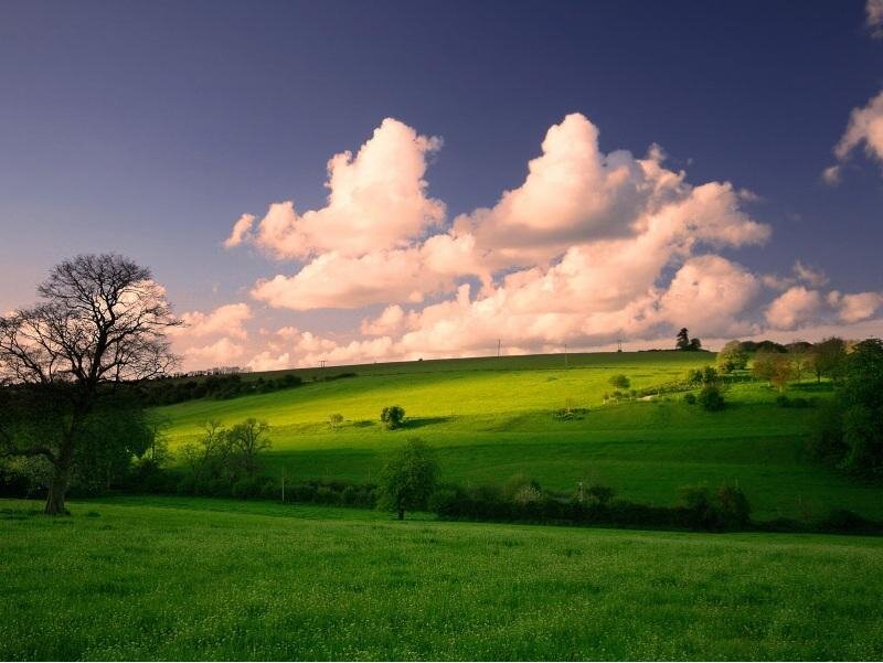 Green Hills under Clouds — Serene