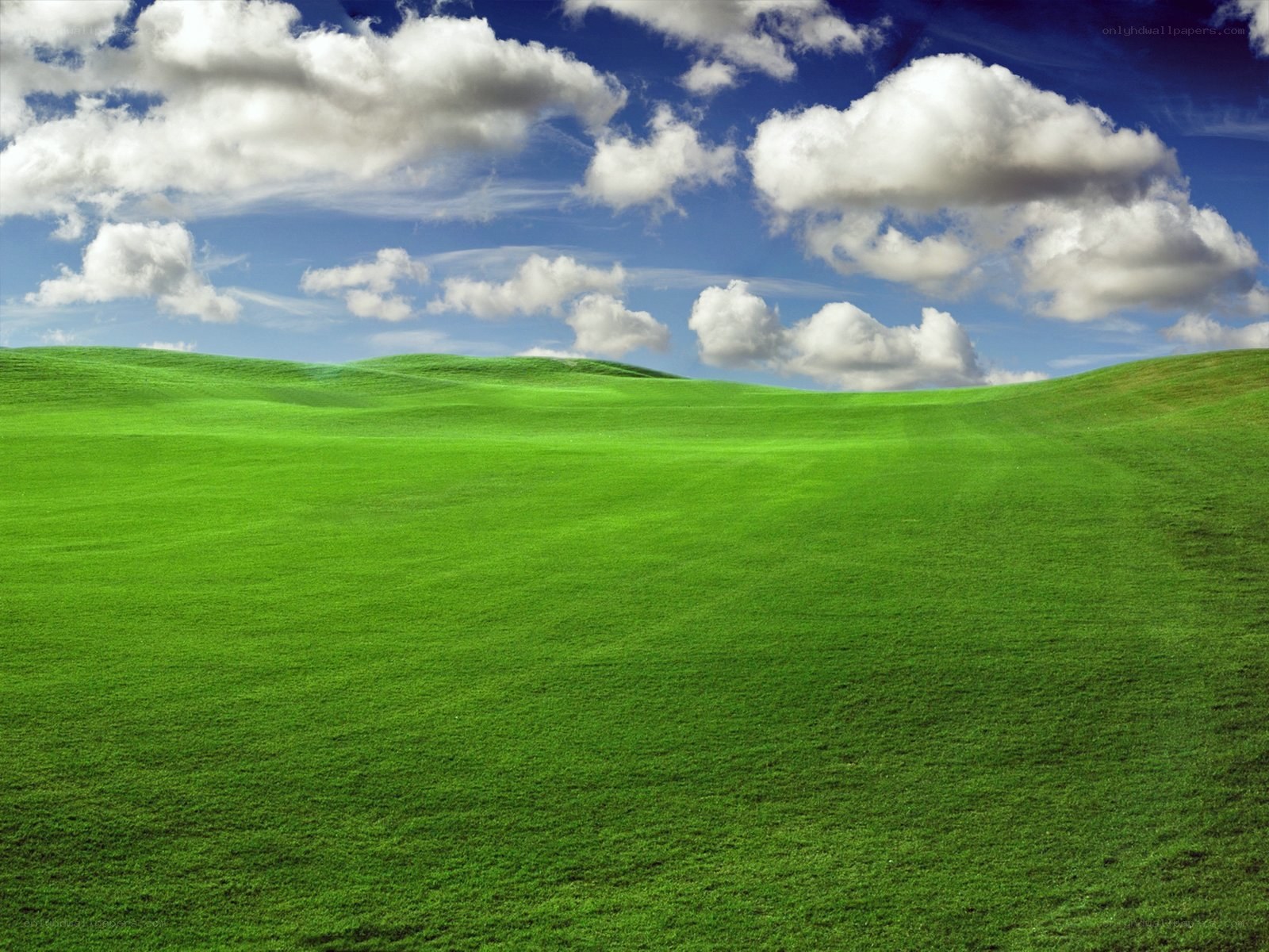 Green hills under cloudy sky