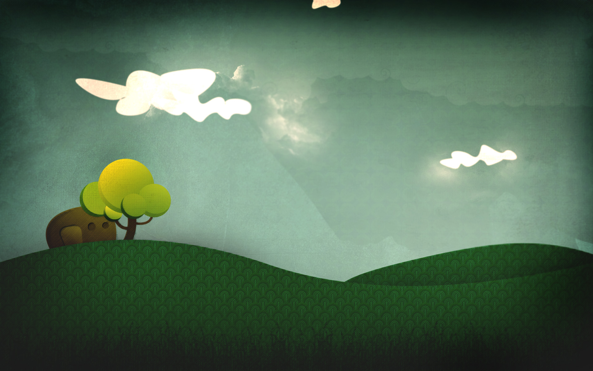 green hills under cloudy sky