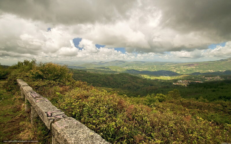 Green Hills under Cloudy Sky — Dramatic, Afternoon, Photograph, Stone Wall