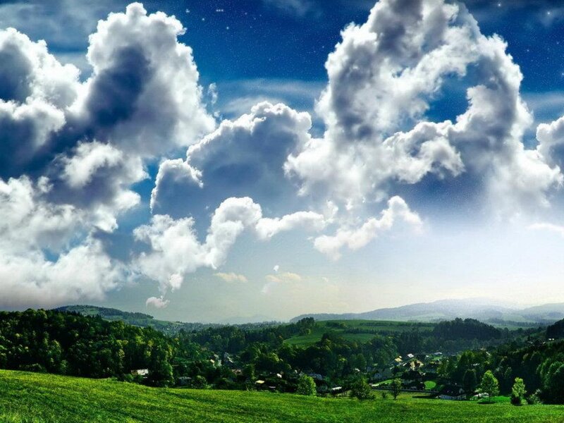 Green Hills under Cloudy Sky — Serene, Afternoon, Photograph, Clouds