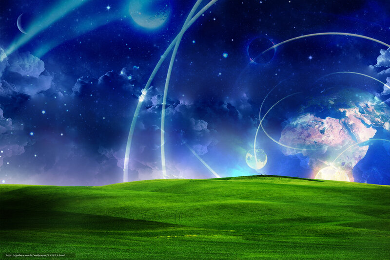 green hills under starry sky
