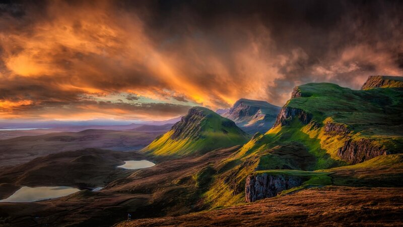 Green Hills under Stormy Sky — Orange