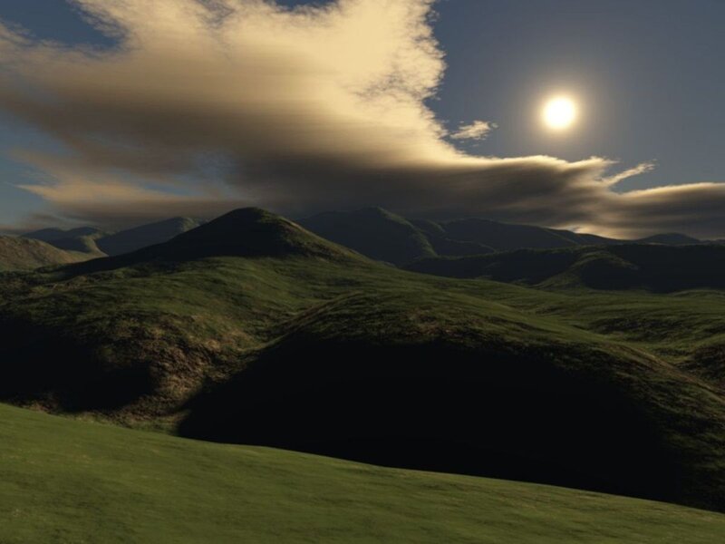 Green Hills under Sun — Serene, Afternoon