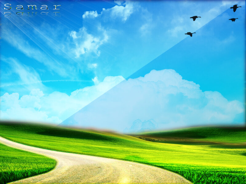 Green Hills with Dirt Road — Blue