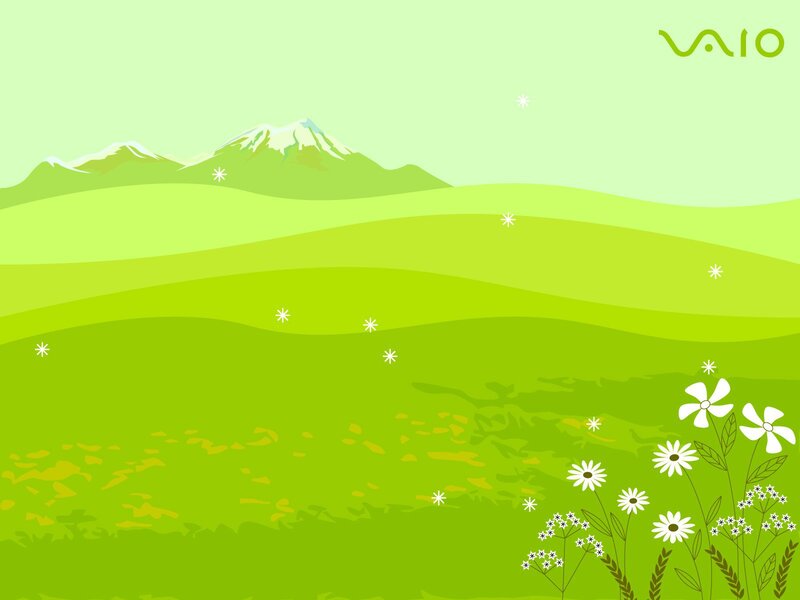 Green Hills with Flowers — Serene, Illustration
