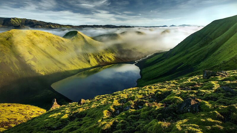 Green Hills with Lake — Serene