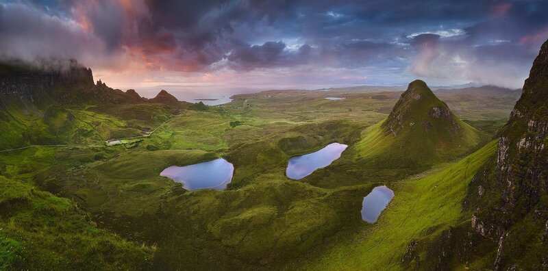 Green Hills with Lakes — Dramatic