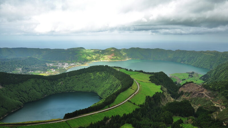 Green Hills with Lakes