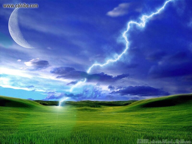 Green Hills with Lightning