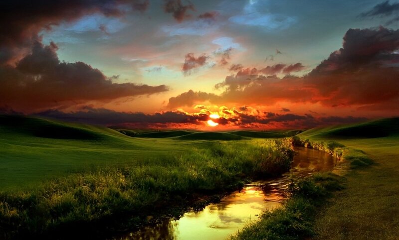 Green Hills with Stream