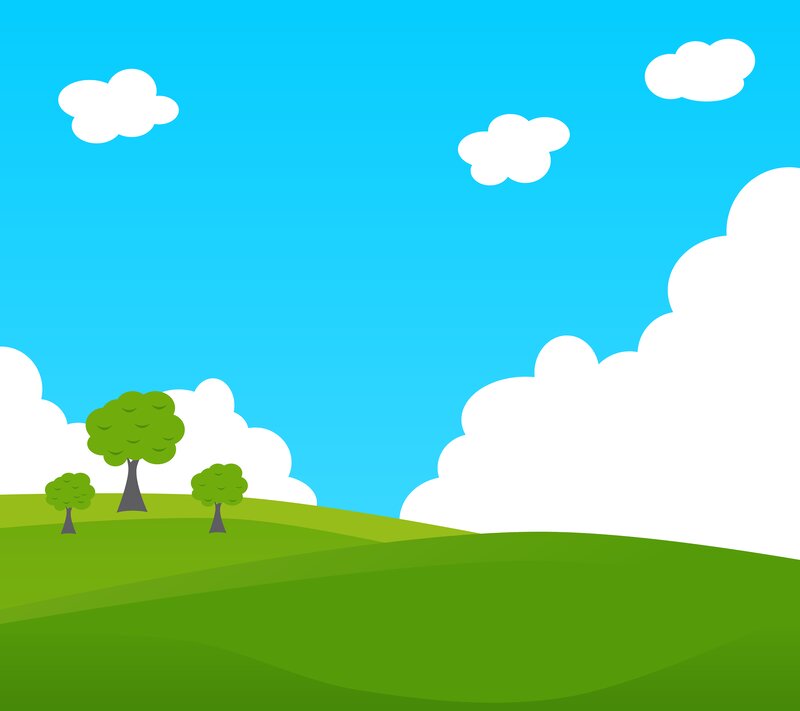 Green Hills with Trees — Blue, Serene