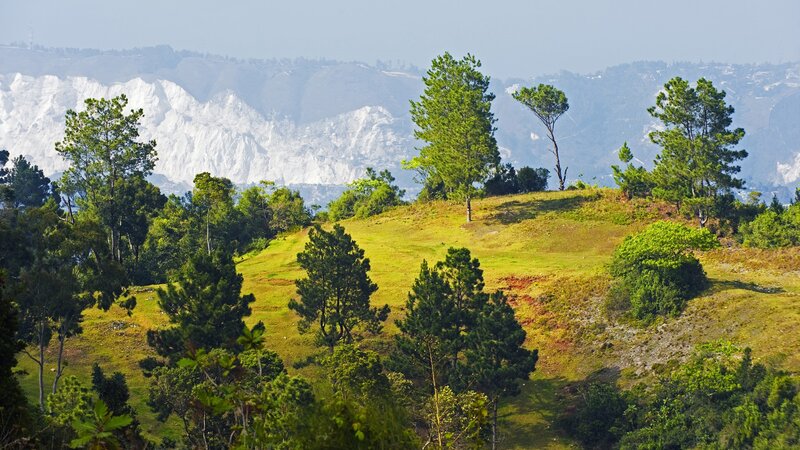 Green hills with white cliffs