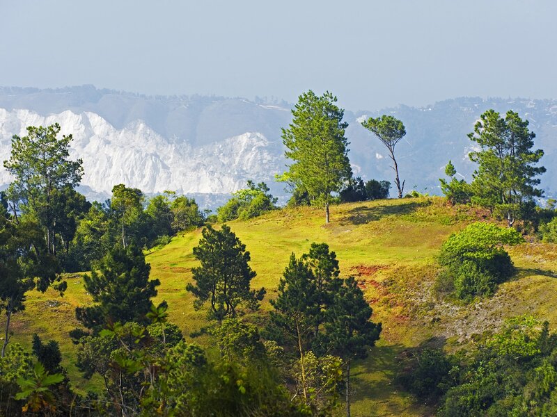Green hills with white cliffs