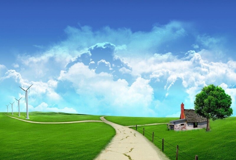 Green Hills with Wind Turbines — Serene