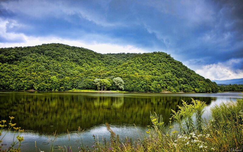 Green Hillside Lake — Dramatic, Afternoon