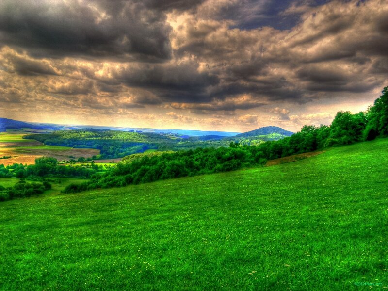 Green Hillside Landscape — Dramatic