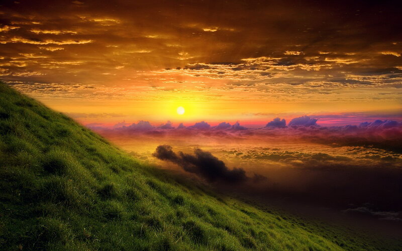 Green Hillside Sunset