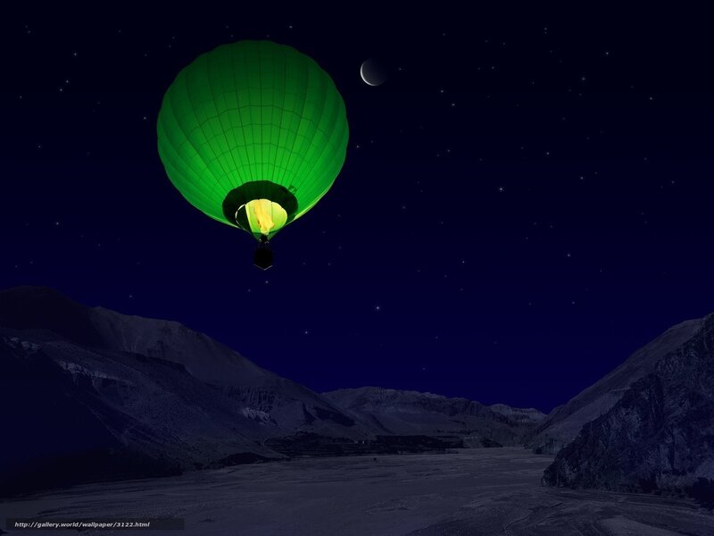 Green hot air balloon at night