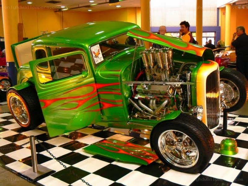 green hot rod car