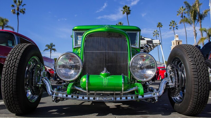 Green Hot Rod Car — Bright, Afternoon