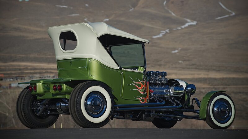 Green Hot Rod Car — Dramatic, Afternoon, Photograph, Flame Decals