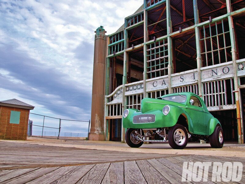 Green Hot Rod Car — Dramatic, Afternoon, Photograph