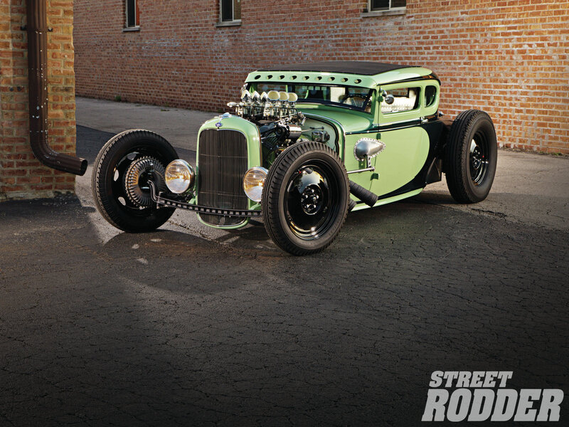 Green Hot Rod Car — Dramatic, Afternoon