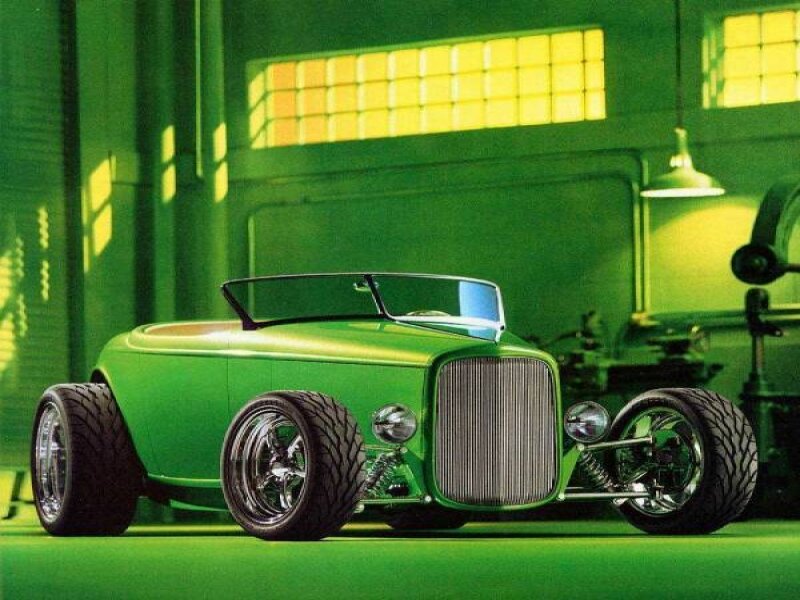 Green Hot Rod Car — Dramatic, Digital Art