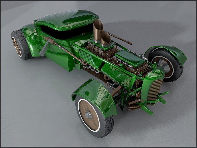 Green Hot Rod Car — Mechanical