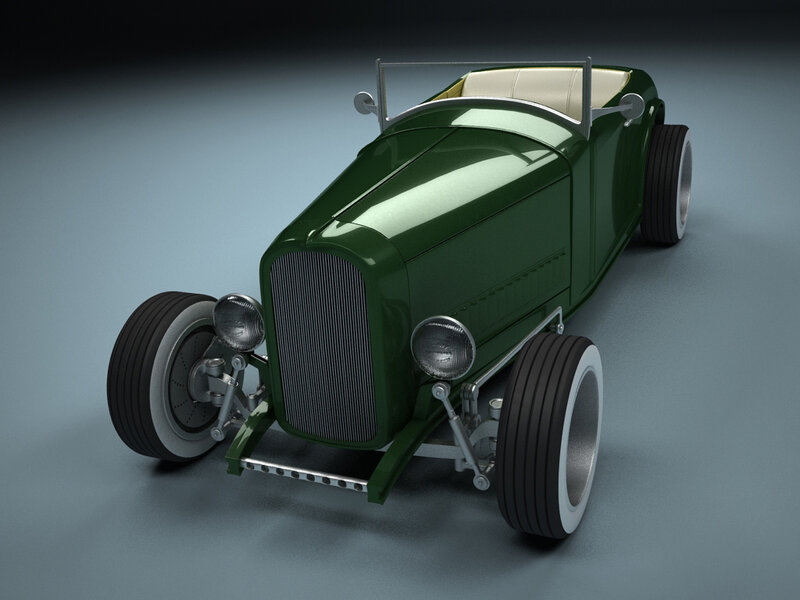 Green Hot Rod Car — Neutral