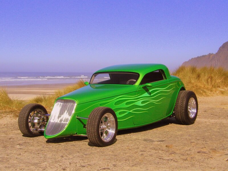 Green Hot Rod Car — Serene, Afternoon