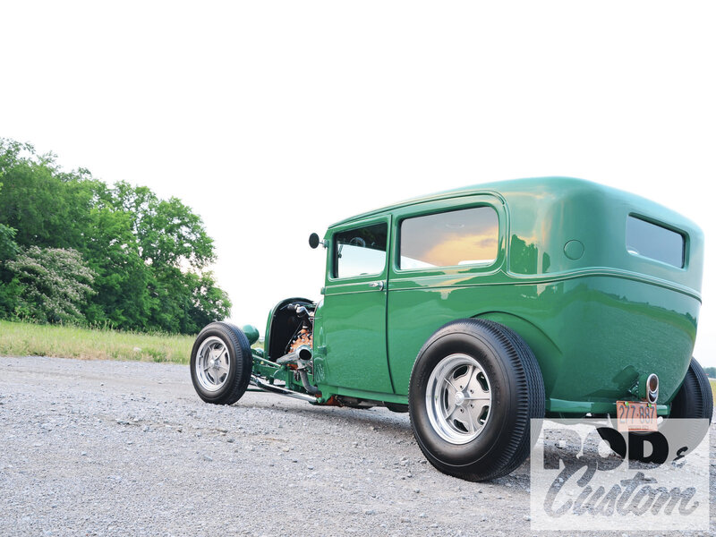 Green Hot Rod Car — Serene, Sunset