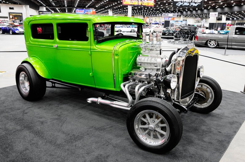 Green Hot Rod Car — Showcase, Photograph, Car Show, Custom Engine