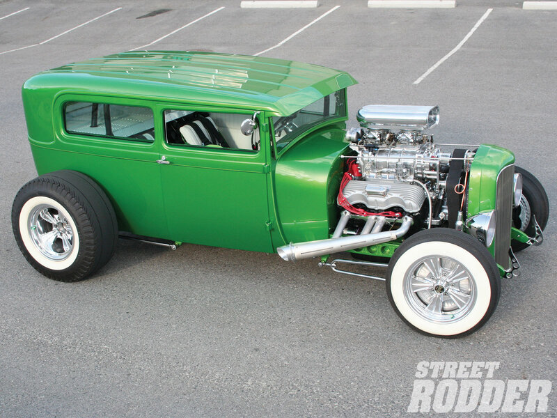 Green Hot Rod Car — Showcasing, Afternoon