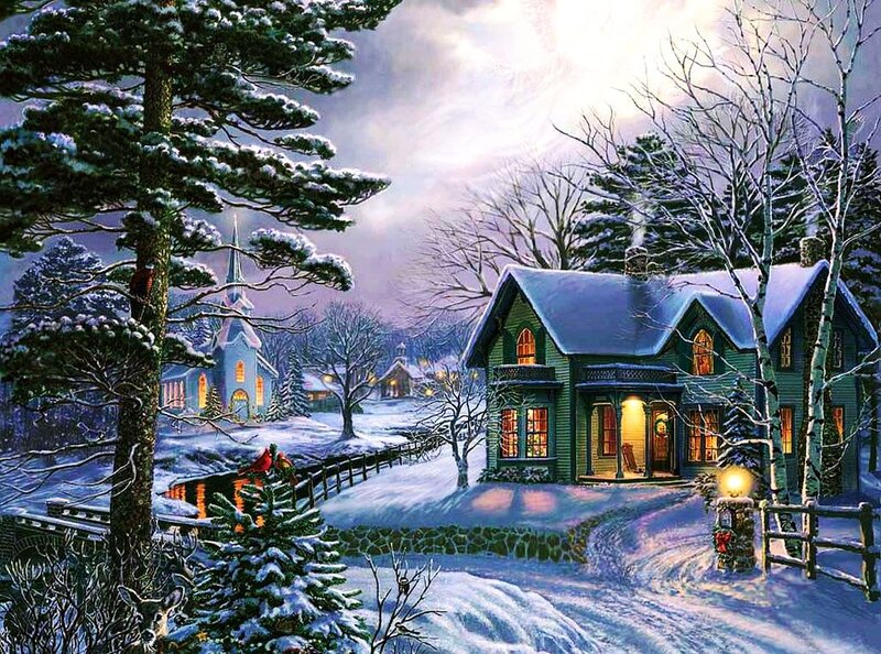 Green House in Snow — Serene