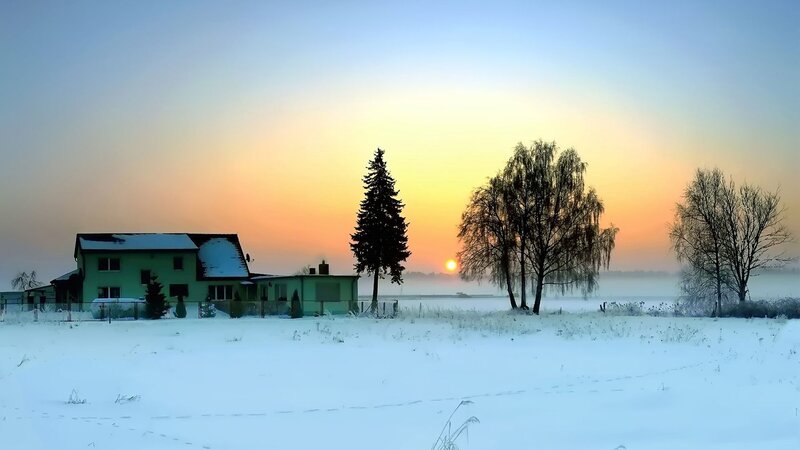 Green House in Snow