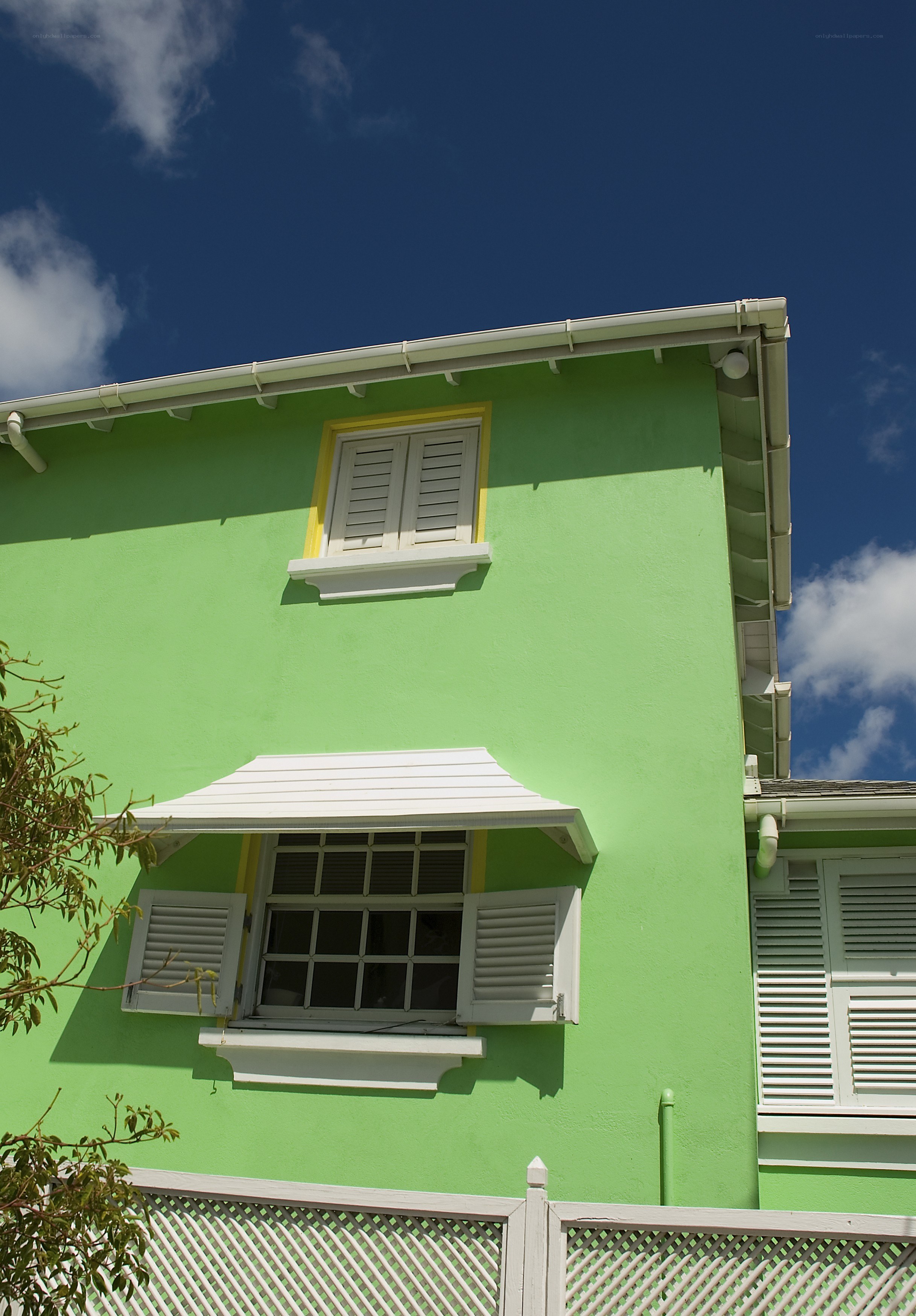 green house with shutters