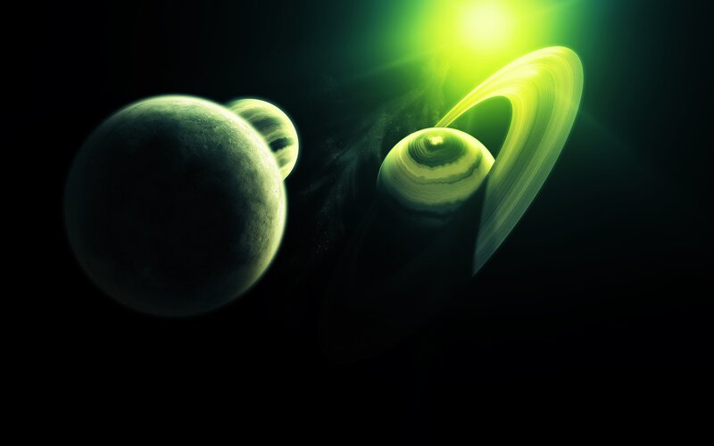 Green-hued alien planets