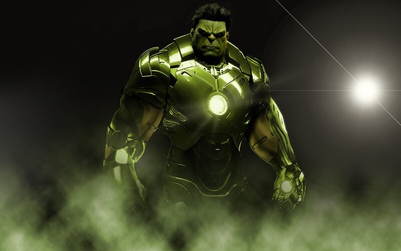 Green Hulk in Armor — Dramatic