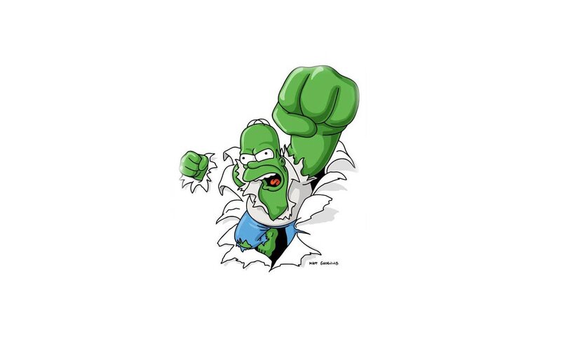 Green Hulk-like Homer Simpson