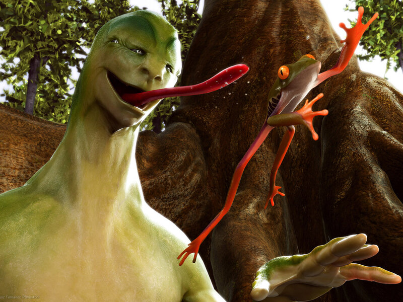 Green Humanoid Frog