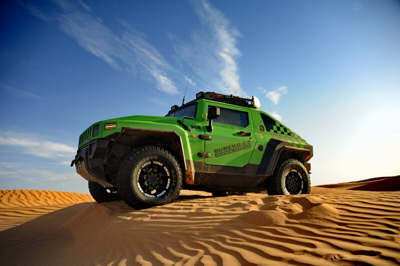 Green Hummer in Desert