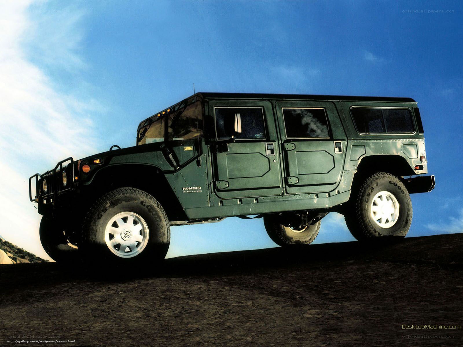 Green Hummer on a hill