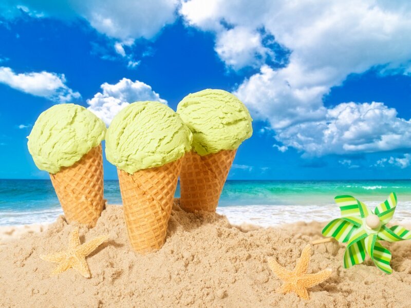 Green Ice Cream Cones