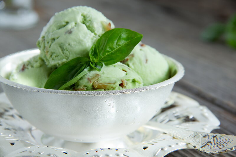 Green Ice Cream in Bowl