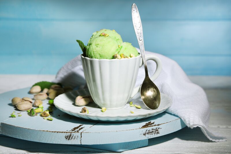 Green Ice Cream in Cup