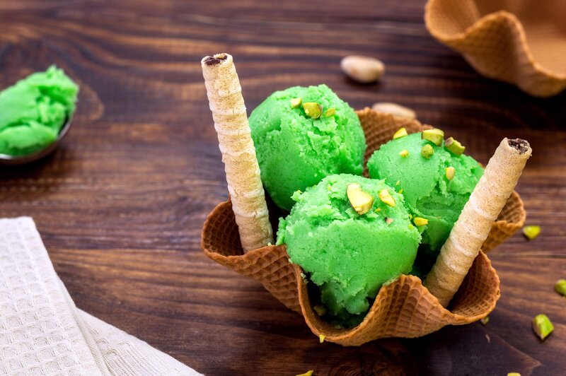Green Ice Cream Scoops — Appetizing