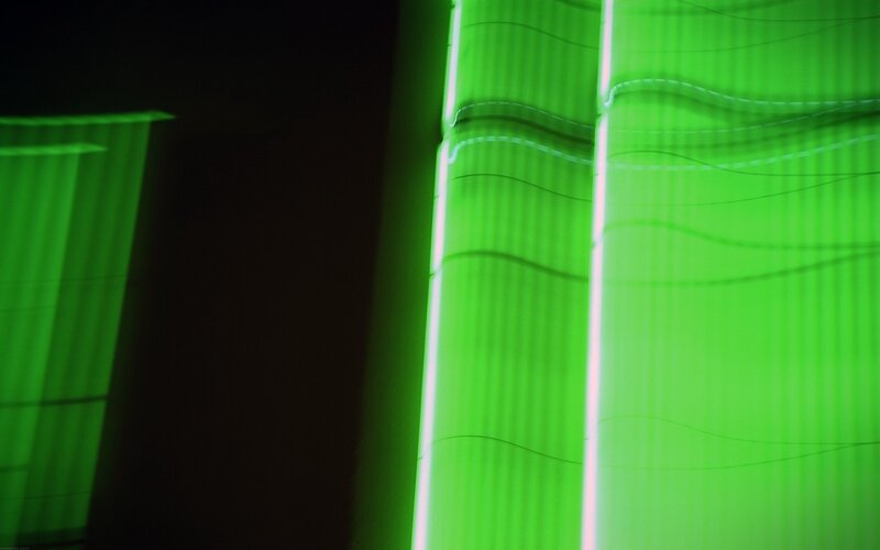 Green Illuminated Columns